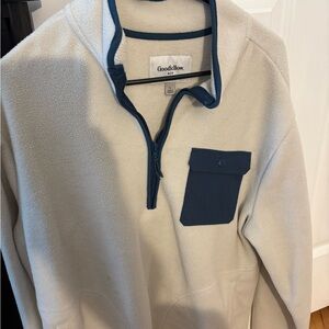 Goodfellow Cream and Blue Fleece Pullover